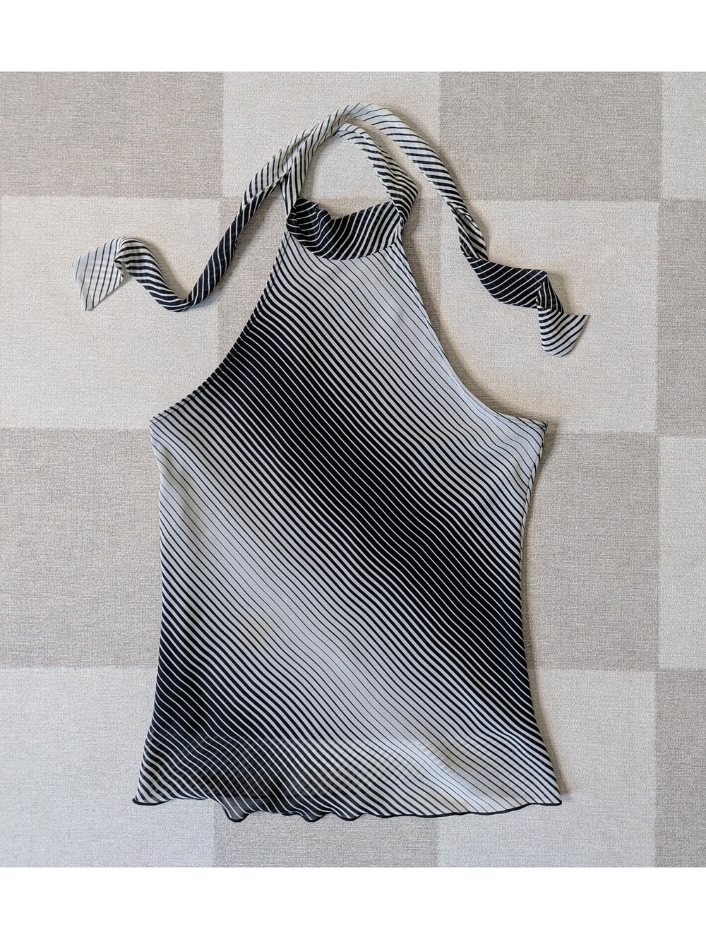 Vintage y2k sheer diagonal stripe halter top